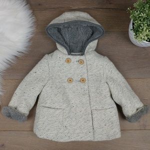 Zara Baby Girl Grey Pea Coat  6-9 months